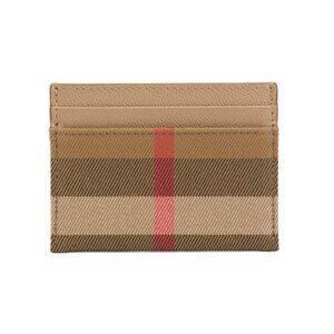 BURBERRY Beige Multi Leather Sandon House Checkered Card Holder